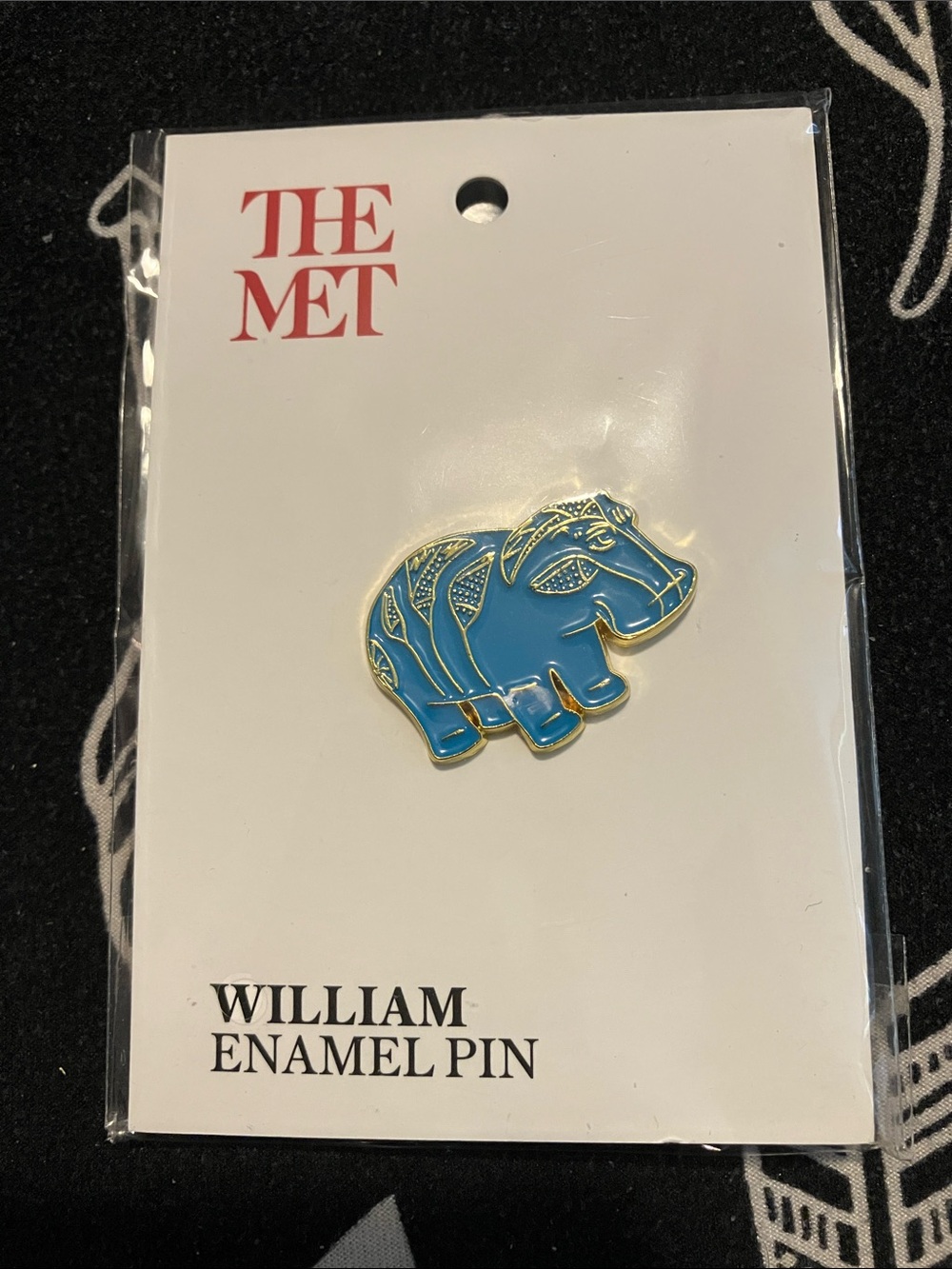 3/$25 The MET William the Hippo Enamel Pin Gold Tone Stainless Steel